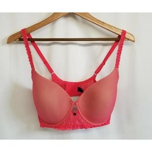 Natori Pink Soft Molded Cup Lace Trim Underwire Bra Size 36DDD